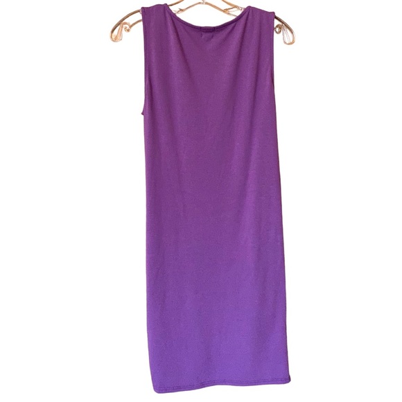 Side ruched comfortable stretch knit tank dress in a beautiful purple color - Picture 3 of 5